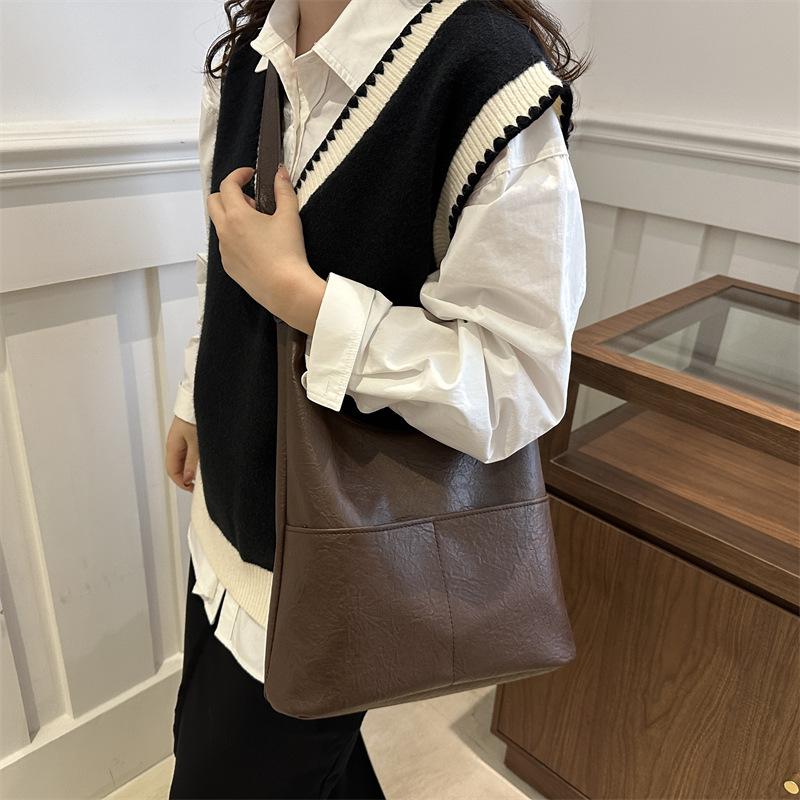 Foreign Style Tote Bag Simple Casual Maillard Shoulder Bag Women