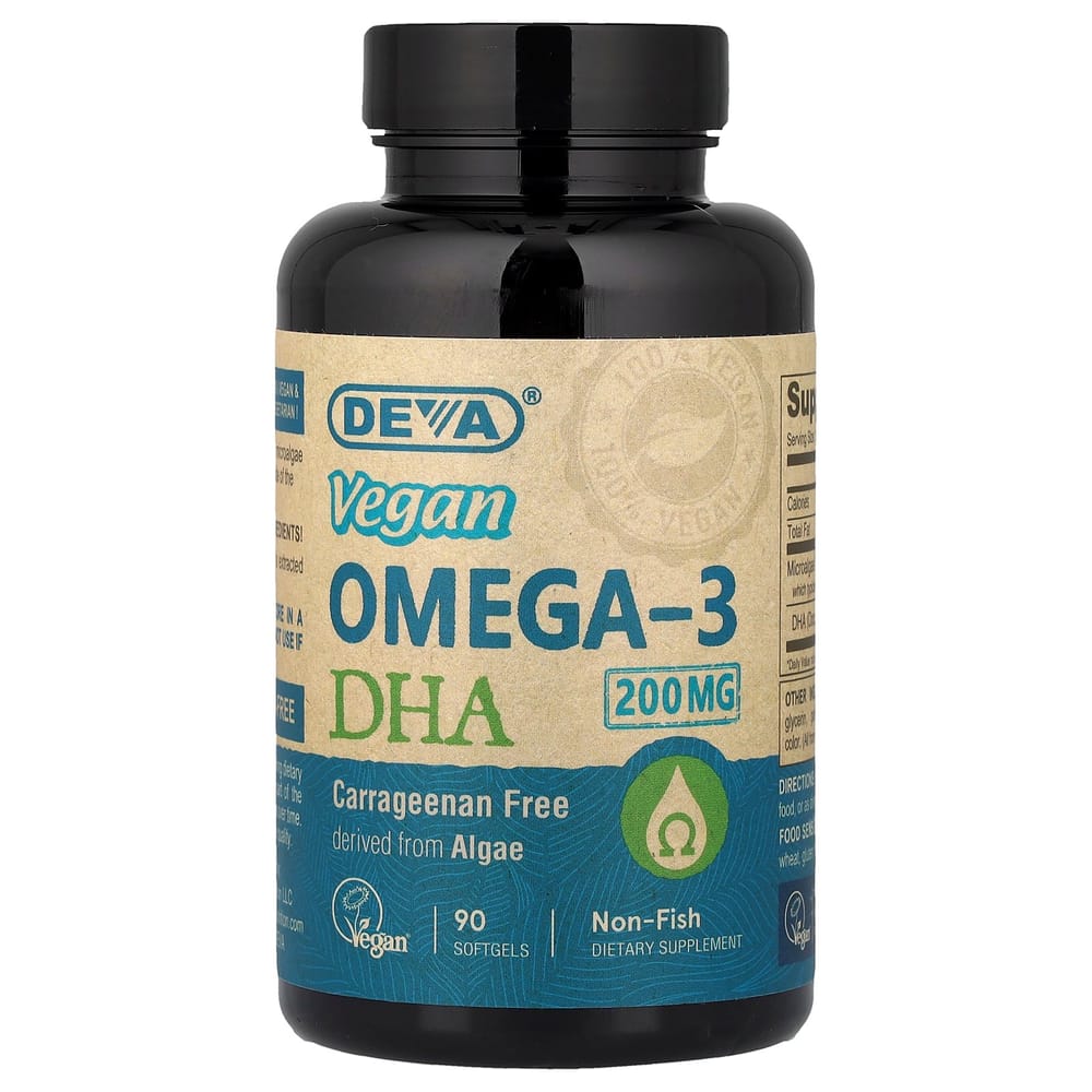 Deva Vegan Omega-3 DHA Veggie Softgels, 90 Counts