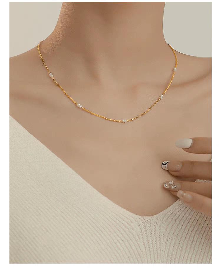 Luxurious Baby Freshwater Pearl Necklace - Trendy 2024 Clavicle Chain with Spacer Beads