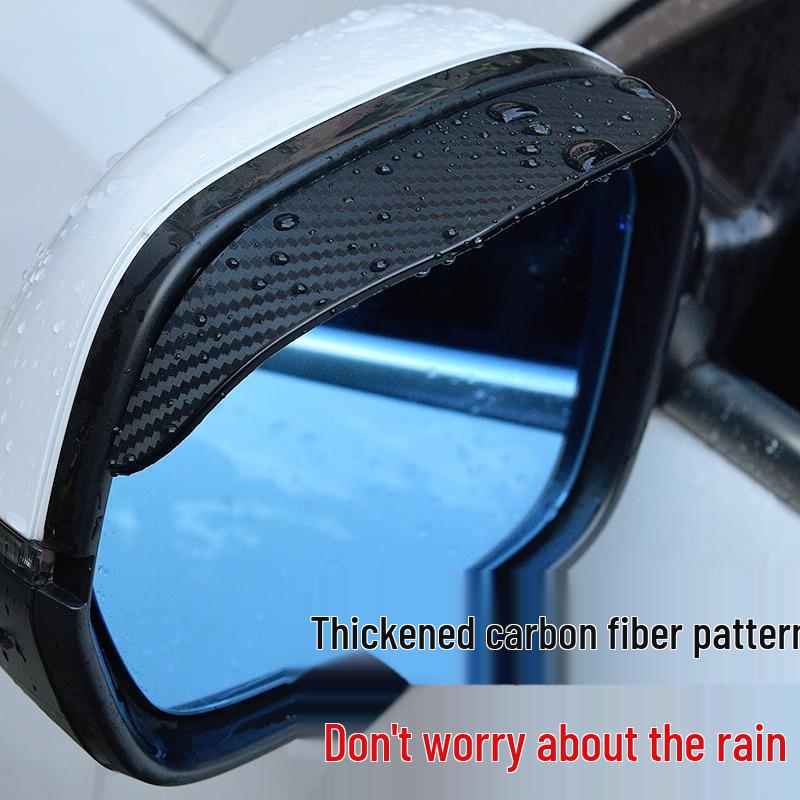 Carbon Fiber Rearview Mirror Rain Shield - Reflective, Rainproof, and Dustproof Eyebrow Cover
