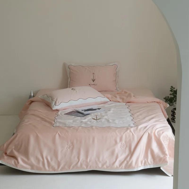 

Новое летнее пододеяльник Tencel Airable Cover 60 Одеяло из ледяного шелка с вышивкой Летнее одеяло 200cmx230cm