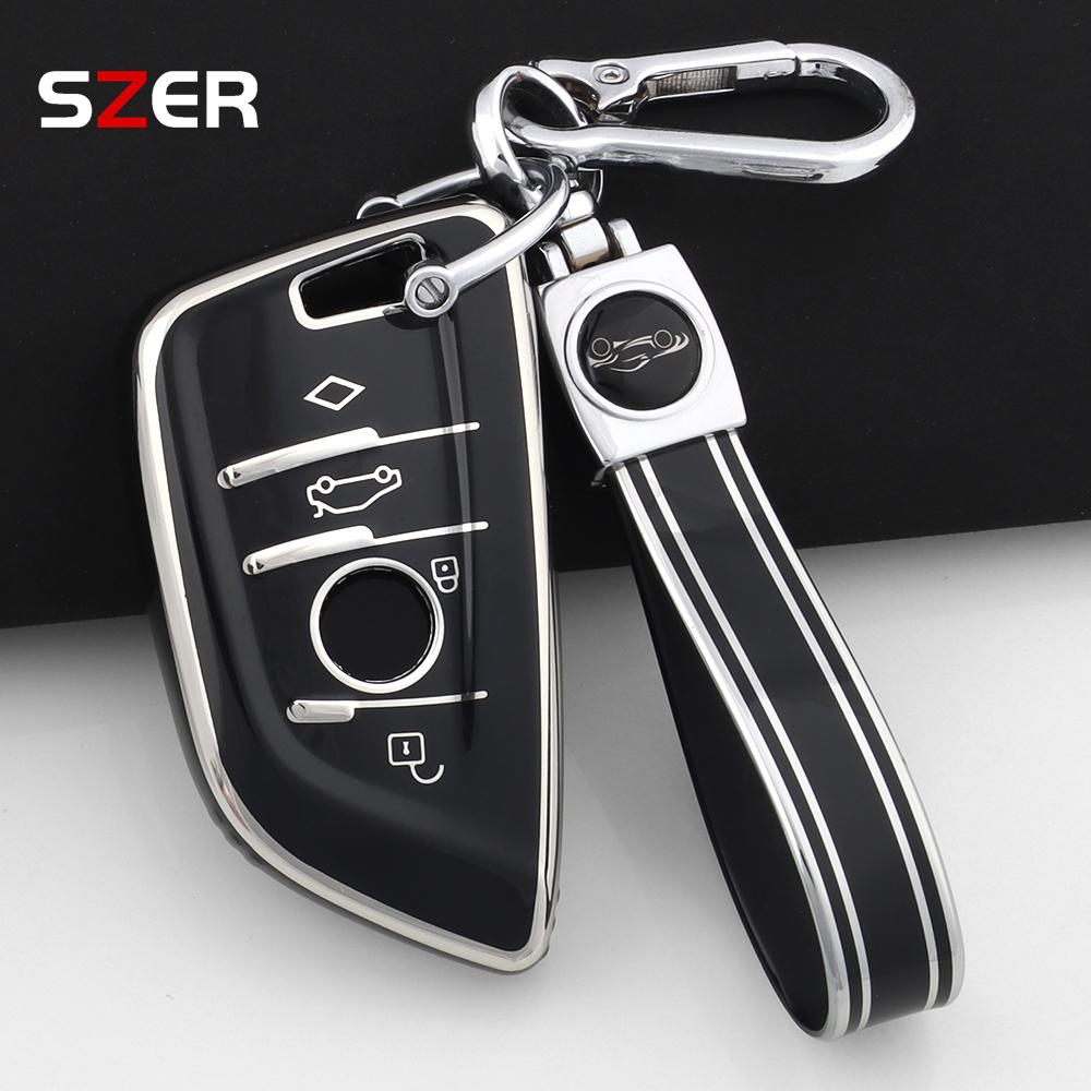 Fashion Tpu Car Key Case For Bmw X1 X3 X5 X6 X7 1 3 5 6 7 Series G20 G30 G11 F15 F16 G01 G02 F48 Protected Shell Fob Keychain