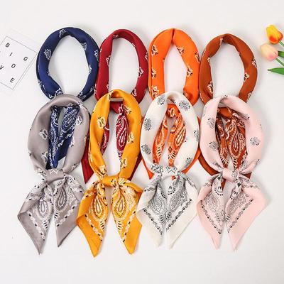 Cashew Print Silk Scarf - Versatile Korean Style for Spring & Autumn