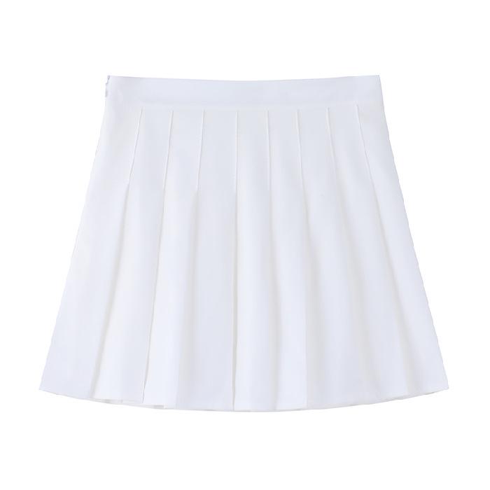 Korean Style Pleated Skirt with Zipper and Buttons - Four Seasons Versatile JK Uniform Skirt