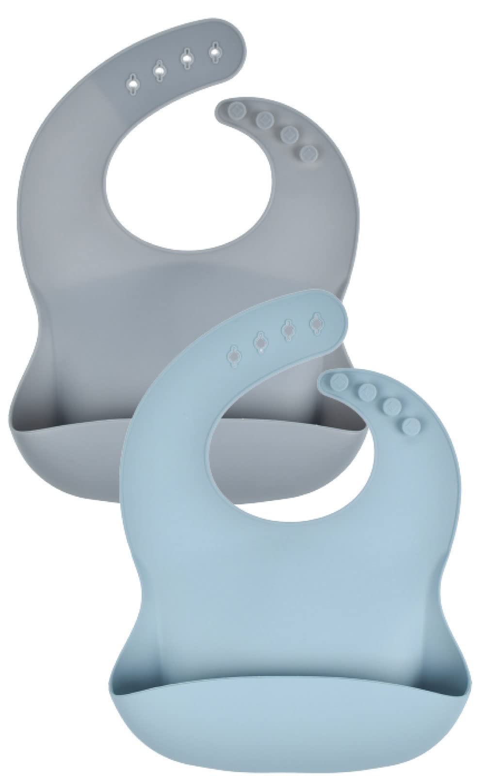 rinaty Feeding Muted Gray Blue (Linaty) Apron, Silicone, 2-Pack, Bib, &