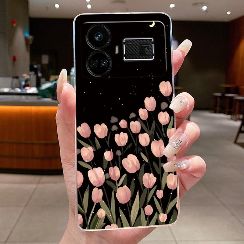 Case For OPPO Realme GT5 240W Flower Butterfly Protective Casing For Realme GT 5 240W Transparent Soft Silicone TPU Phone Cover