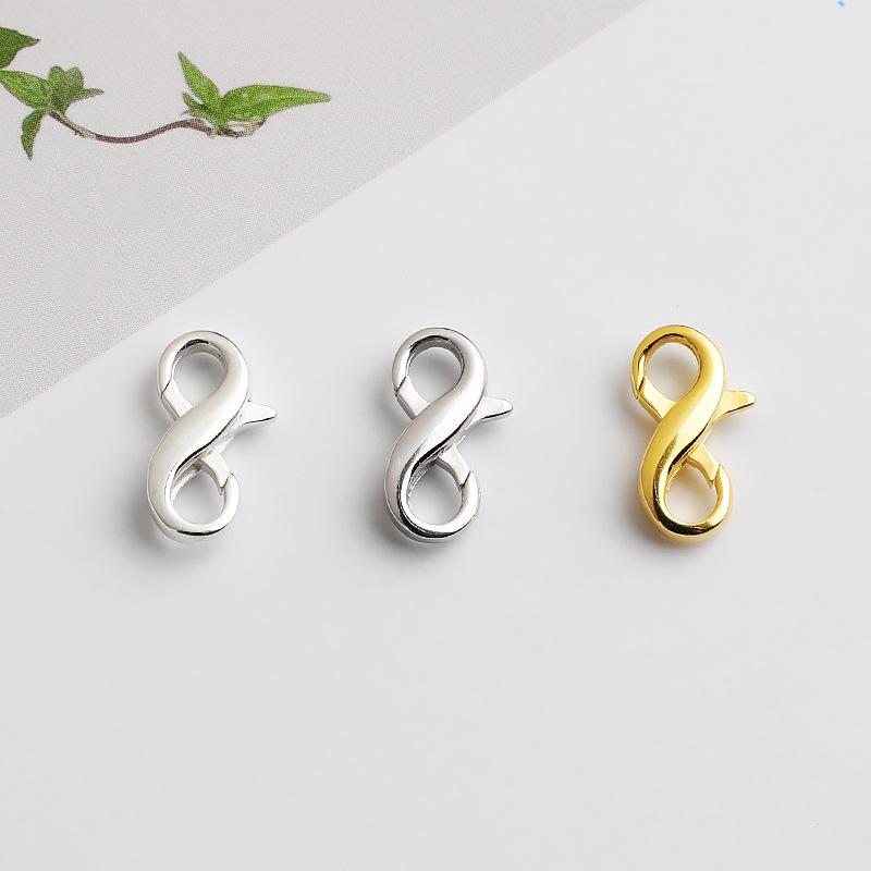 Gold-Plated S925 Sterling Silver S-Hook Figure 8 Spring Clasp for DIY Bracelet/Necklace, Double Ring End Clasp Connector.