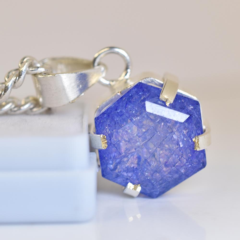 Sterling Silver CERTIFIED Natural Purple Fancy 30.45 Ct Tanzanite Gems Pendant MY.PD-176-NS