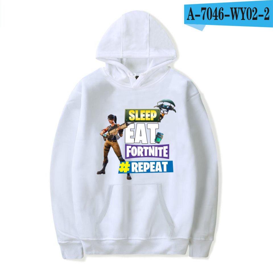 

Game Printed Sleep Eat Repeat Casual Long Sleeve Hoodie Cotton S=US XXS білий
