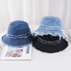 New Japan Style Washed Denim Bucket Hat For Women Summer Autumn Wide Brim With Tassel Casual Best Matched Fisherman Cap Gift