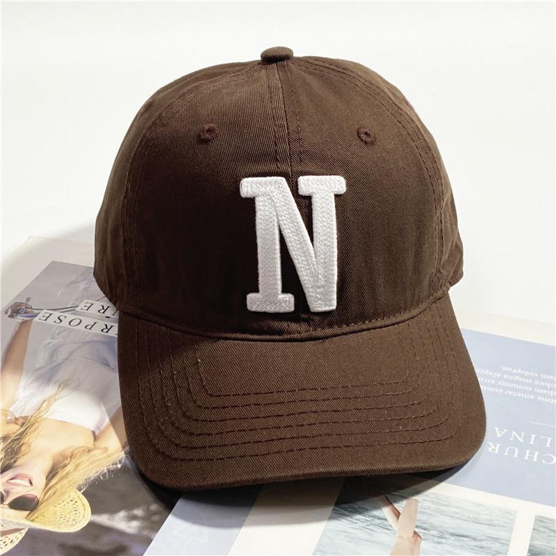 Internet-Promi-Hut Damen Retro Großes N-Stickerei Mode Vielseitige Baseballkappe Herren Ins Sonnenschutz Weiches Oberteil Kappe Trend