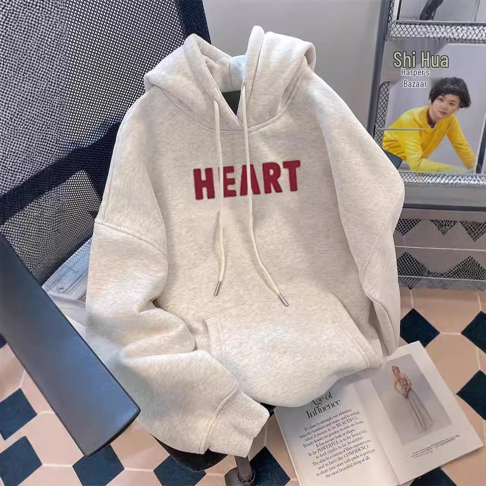 Silver Fox Fleece Cotton Blend Round Neck Loose Hoodie - 320g/420g