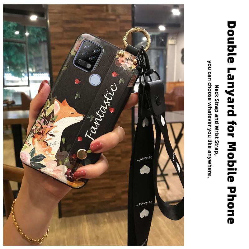 Soft case Back Cover Phone Case For Tecno Pova/LD7 Dirt-resistant Kickstand Wrist Strap Anti-knock Ring Silicone Durable