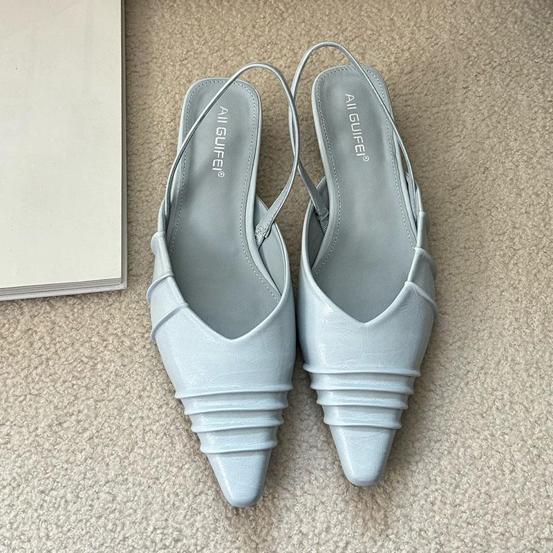 Fashion Luxury Fashion Pointed Toe Women Medium Heels Sandals Shoes Female Slip On Footwear Ladies Heeled Sandals Slides Shoes Pumps