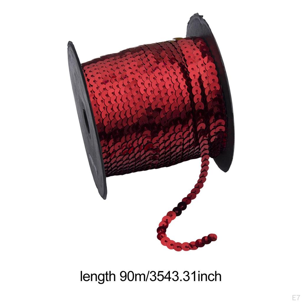 And Easy-to-Use Paillette Flat Trim Strips, 6mm Wide, Ribbon Roll for Crafts, Sewing, Costume