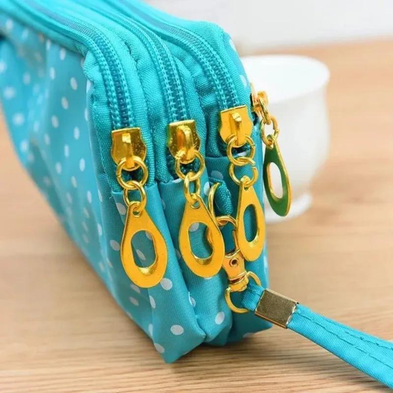 1 Pc Multifunction Purse Coin Phone Bag Case Polka Dot Printing Multilayer Zipper Clouser Women Hand Bag