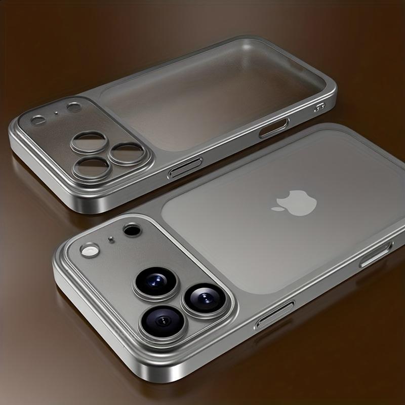 Plating Transparent Phone Case for For Iphone 17 16 14 1 13 Pro Max Frame Lens Film Protection Anti-fall Hard Clear Cover