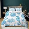 Copripiumino Cartoon Animali Marini King/Queen Set Biancheria da Letto Nautico Costiero Coperta Trapuntata Cavalluccio Marino Set da 3 Pezzi Per Bambini e Bambine