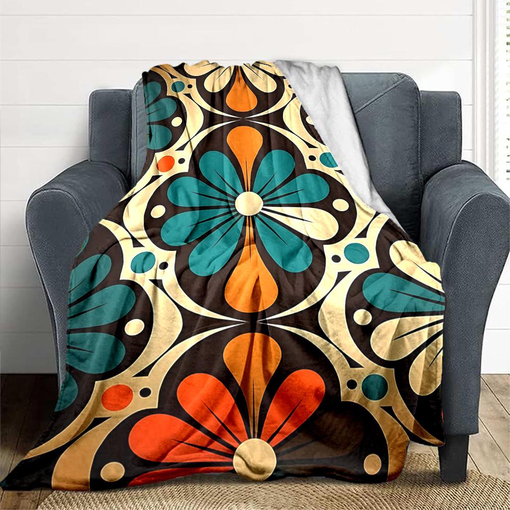 1pc Floral Pattern Blanket, Lightweight Flannel Throw Blanket for Sofa, Bed, Travel, Camping, Living Room, Office, Couch, Chair, and Bed