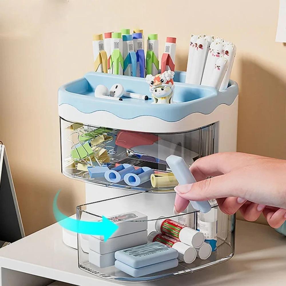 Acrylic Desk Organizer Portable Makeup Brush Storage Box Pencil Case  Home Office School
