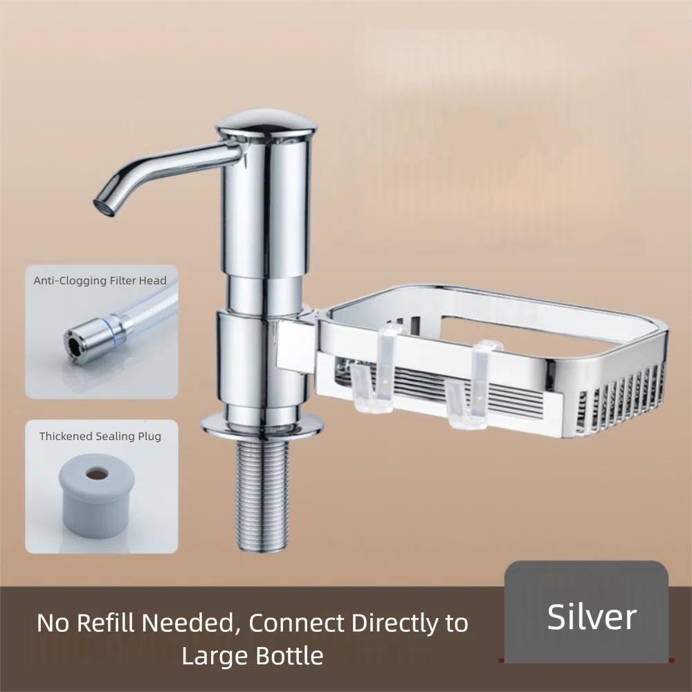 Under Sink Countertop Built-in Soap Dispenser with Extension Tube Press Pump Kitchen Soap Dispenser Filter Basket
