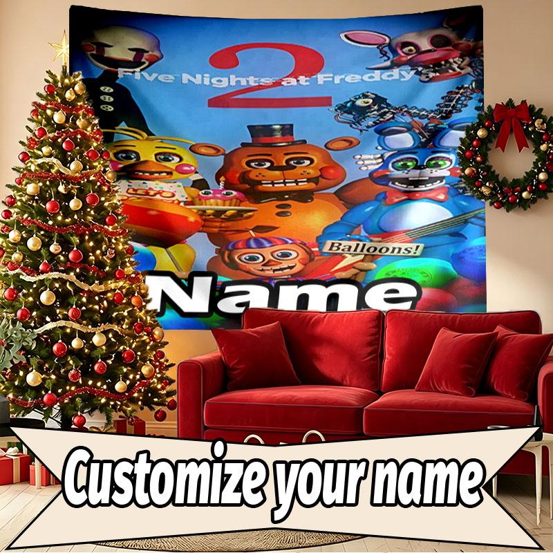Custom Name Personalized Five Nights at Freddy's Print Tapestry, Wall Art Decor, Bedroom, Dorm, Apartment, LivingRoom, Party Backdrop, Gift for Birthd