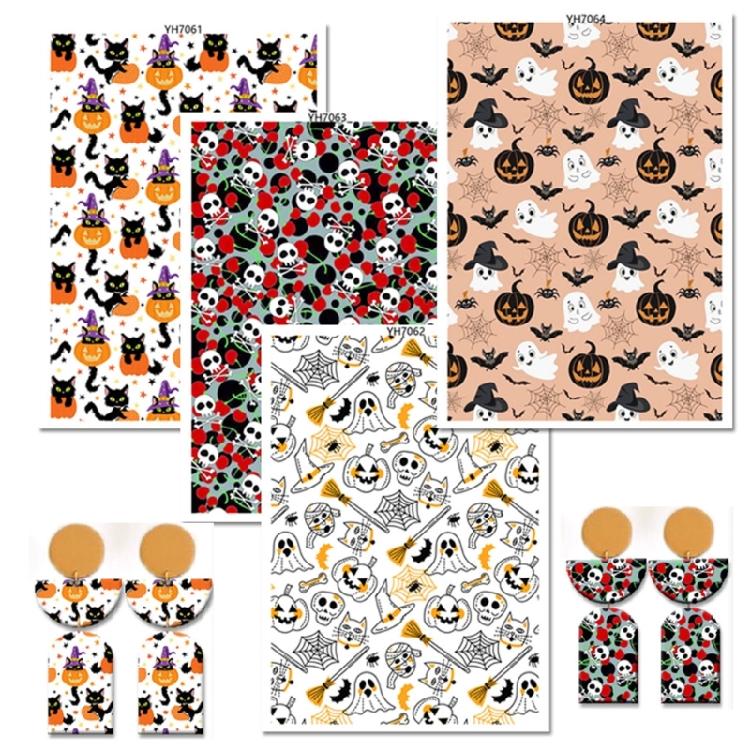 Halloween Water Soluble Stickers, Clay Transfer Paper Water Soluble Clay Transfer Sheet for Clay Earrings Jewelry Making