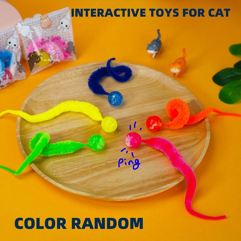 Kätzchen Interaktives Spielzeug Kitzel Katze Bunter Hüpfball Haustier Katze Zubehör Puzzle Ärgern Indoor Katze Ball Spielzeug Mit Schwanz 3 Stück