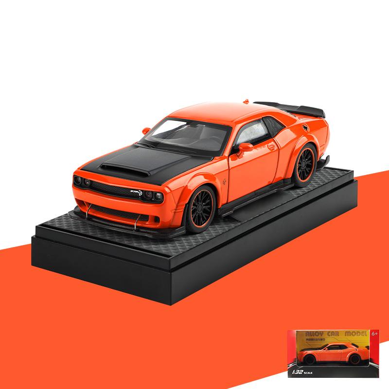 

Масштаб 1/32 Dodge Challenger SRT Hellcat Redeye V8 Металлическая литая модель из сплава Американский маслкар Коллекция хобби-декораций оранжевый