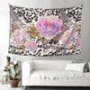 Aesthetic Leopard Print Peony Tapestry, Pink Floral Animal Print Pattern Wall Hanging, Y2K Boho Tapestry For Bedroom Living Room