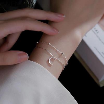 Moon Star Chain Bracelet Double Layer Women's Hand Bracelets for Party Jewelry