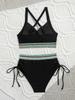 High Waist Drawstring Webbing Sexy Bikini Set Comfortable Elegant Two Piece