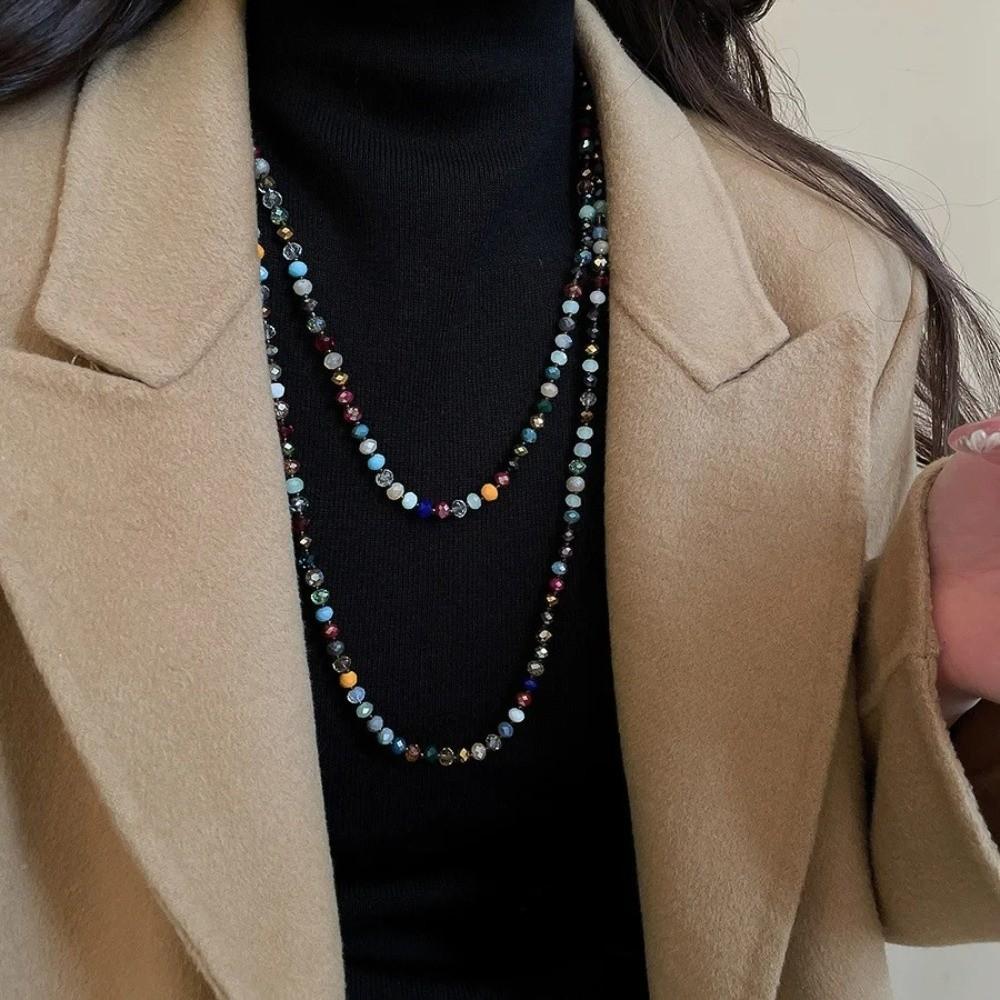 Bohemia Glass Beads Necklace Rainbow Chokers Necklace Strand Sweater Chain For Women Female