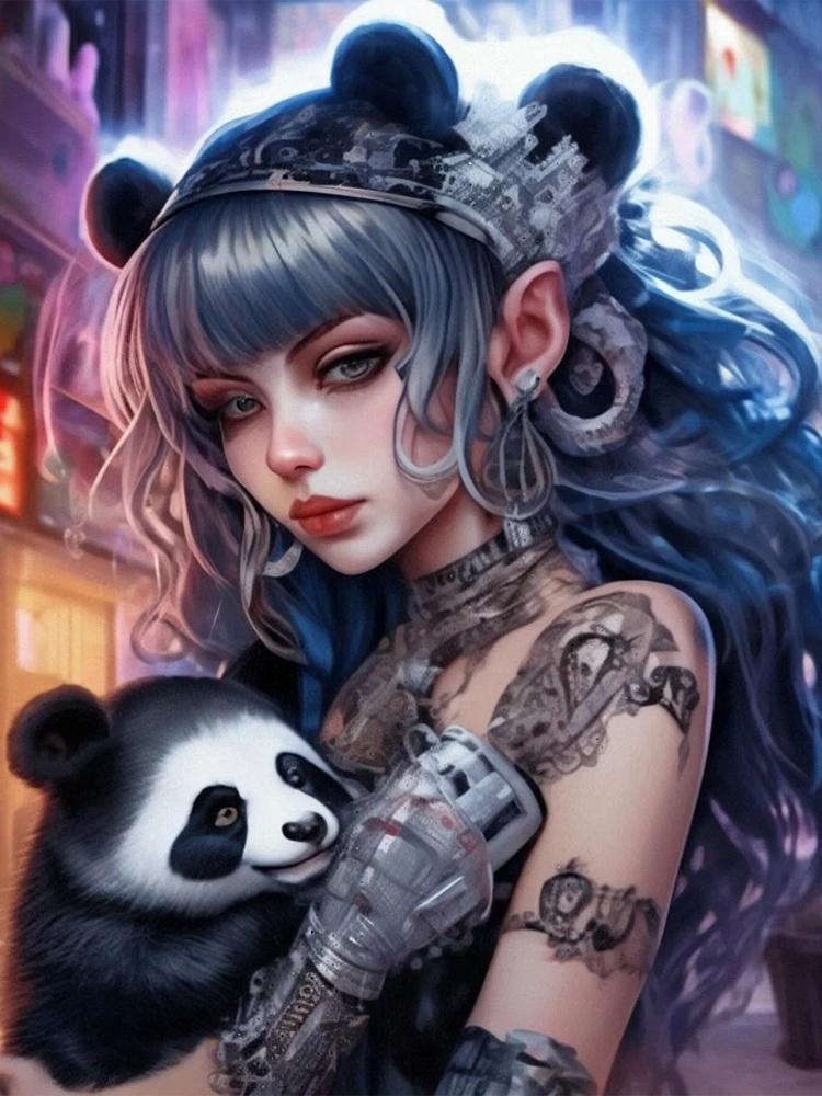 5DDIYGothic Cartoon Girl Diamond Mosaic Square Round Diamond Painting New 2024 Cartoon Fairy Halloween Gift Home Decoration