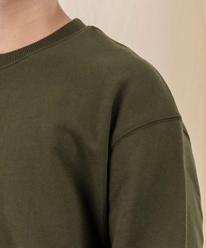 Ellamo Terry Basic Plain Oversized Sweatshirt [Khaki]