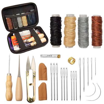 Handgenähte Lederwaren DIY Nähset: 33-teiliges Set zur Herstellung von Lederwaren