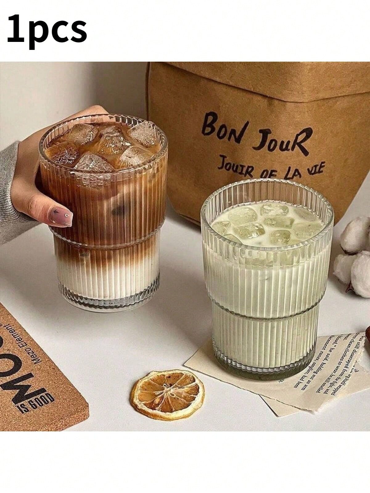 

1PC Clear Vertical Glass Cocktail Glass, Simple Transparent Coffee Cup, Home Cold Drink Glasses, Milk Glasses, Juice Glasses, Co 301-400ml