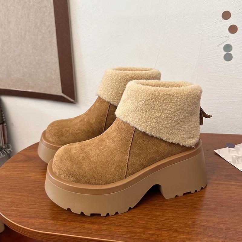 Thick-soled Snow Boots Women's Autumn and Winter New Velvet Warm Cotton Boots Casual Versatile