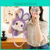 Three Baby Rabbit Plush Toy Shoulder Bag With Adjustable Strap Zipper Design
