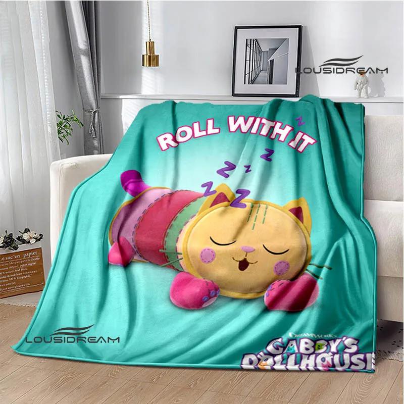 Gabby's Dollhouse Cute Anime Printed Blankets Picnic Blanket Flannel Warm Blanket Travel Blankets Bed Linings Birthday Gift