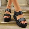 34-43 Plus Size Shoes for Women Summer Fashion Women Platform Wedges Non-slip Peep Toe Black Sandals Casual Women Footwear
