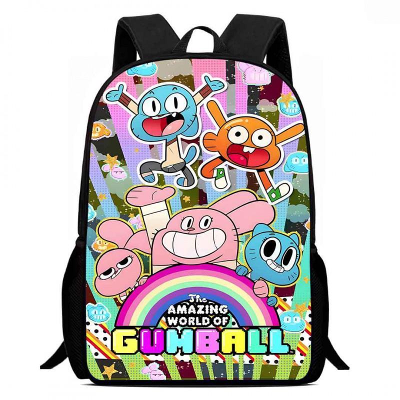 Gumball Cartoon Kids School Backpack Elementary Students Lightweight Spine-Protective Breathable Oxford Fabric Bag With Fun