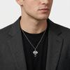 Vnox Men's Blue Stone Elephant Head Pendant O-chain Necklace, Stainless Steel Animal Waterproof Jewelry Longevity Strength Gifts