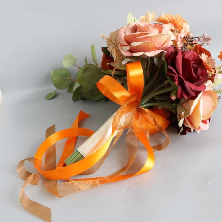 Artificial Rose Faux Bouquet for Bohemian Farmhouse Wedding Champagne Bridal Bouquet Wedding Props