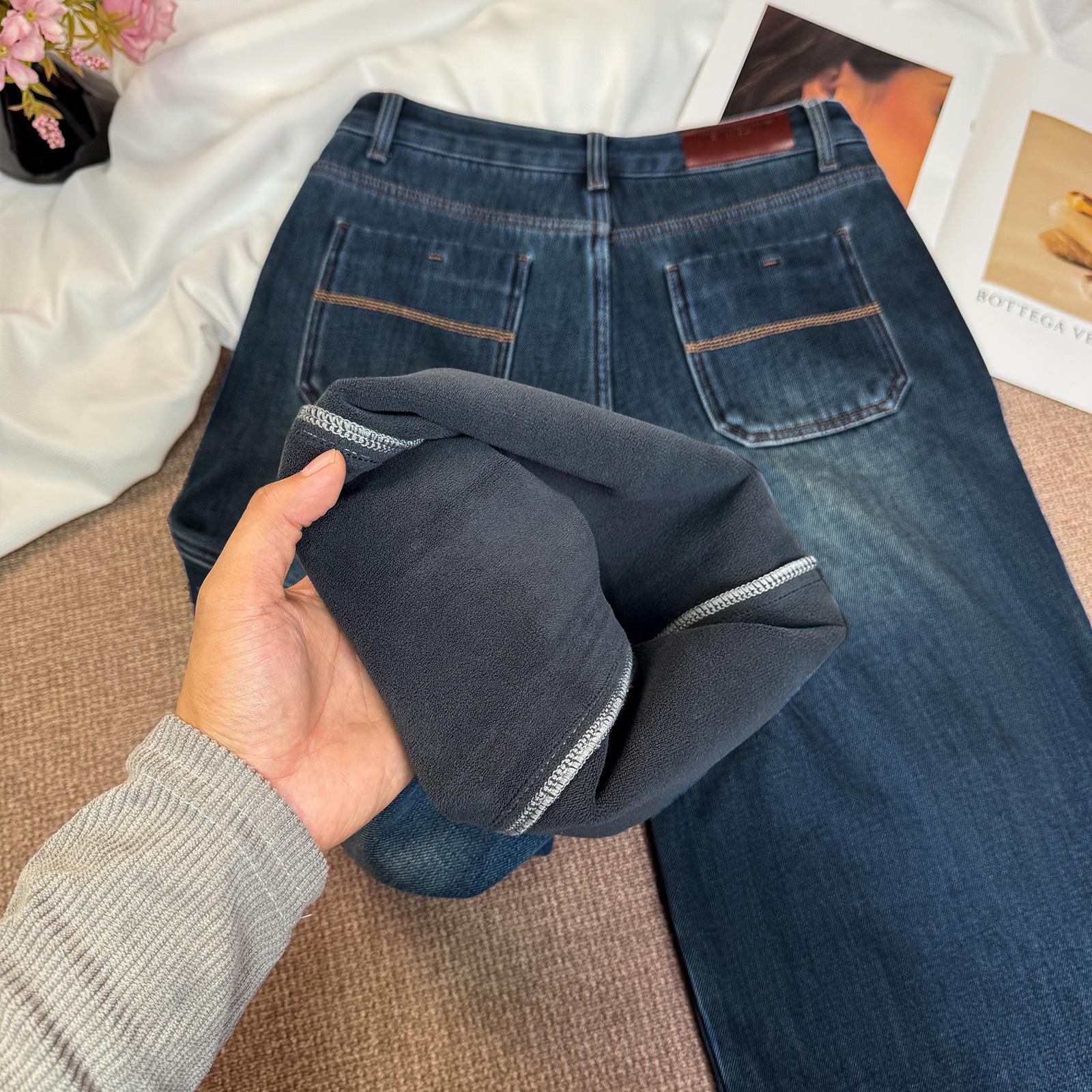 

2025 Winter Baby Velvet Grey Wide-Leg Jeans M (160/68A)