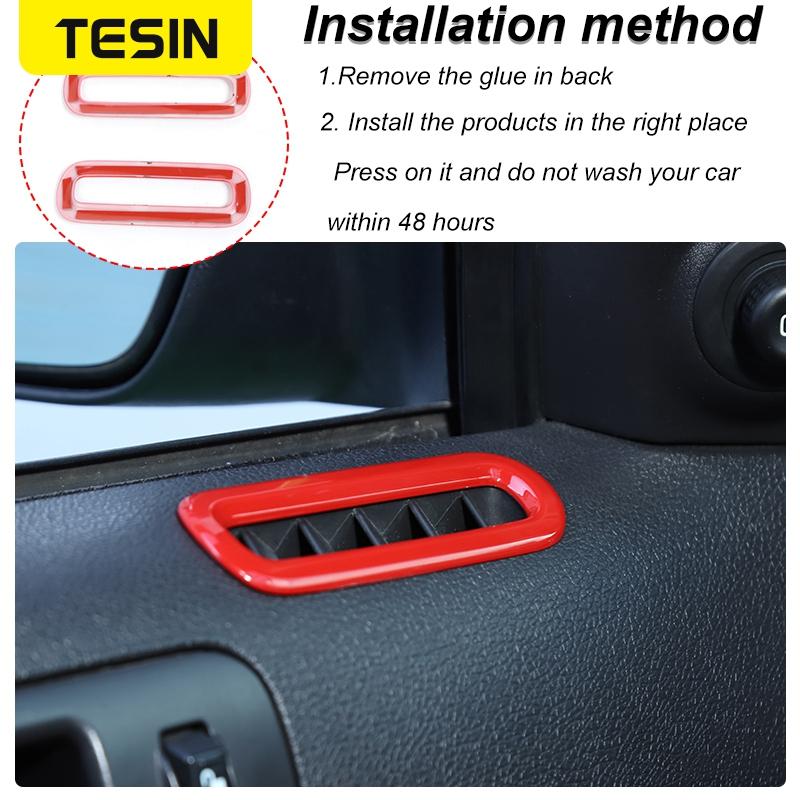 TESIN Car Red Interior Decoration Cover Stickers For Ford Mustang 2009 2010 2011 2012 2013 2014 Exterior Accessories Car