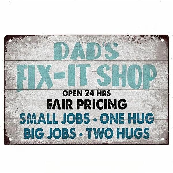 Vintage Dad's Garage Metal Tin Sign Decor Room Decoration Metal Plaque Garage Club Man Cave Bar Sign Poster Home Wall Decor