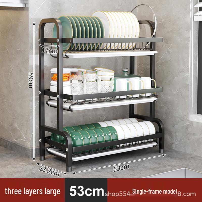 Multifunctional Kitchen Dish Rack: Countertop Draining Rack with Chopstick and Knife Holder for Dish Cabinets