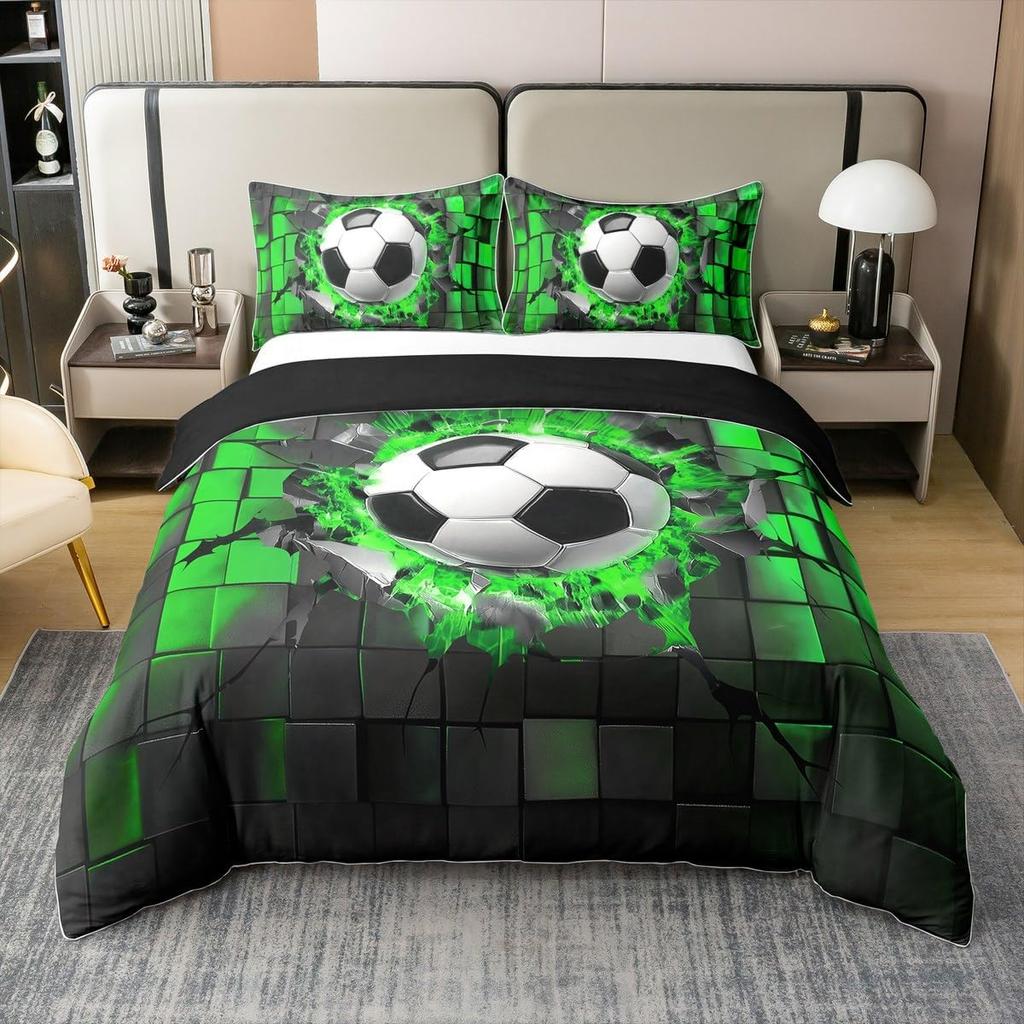 Football Single Duvet Cover Set Sport Theme Colorful Football  Cartoon Bedding Set with 1 Pillowcases 75*50, Gift for Boys Girls