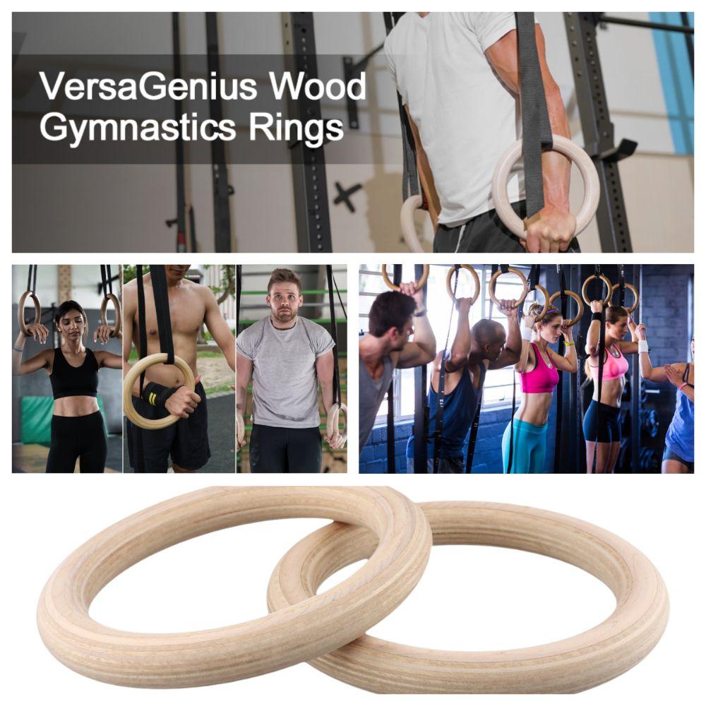 2 Piezas Aro de Fitness de Alta Resistencia Anillas de Madera Maciza para Dominadas Anillas Colgantes para Gimnasio Calistenia
